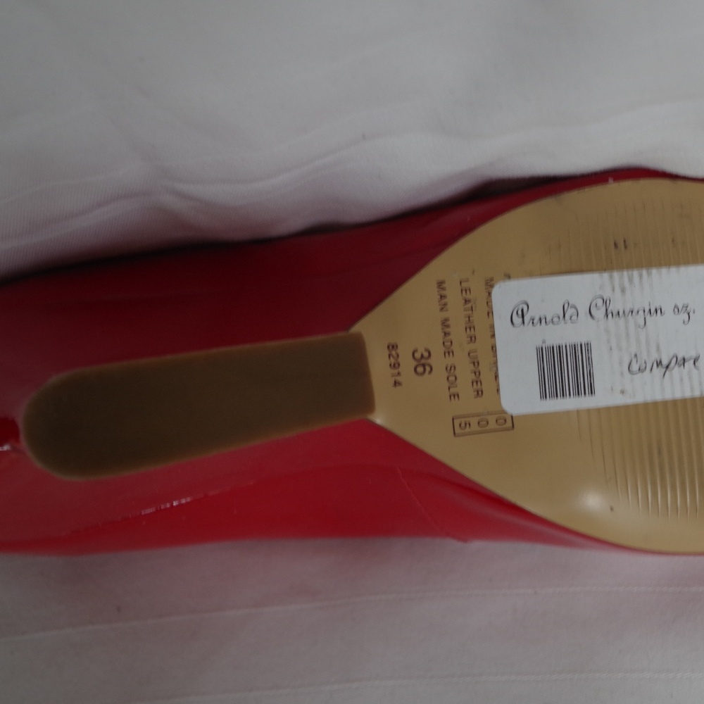 Arnold Churgin Red Patent Leather Peep Toe Wedges- Sz. 36 - Picture 5 of 9